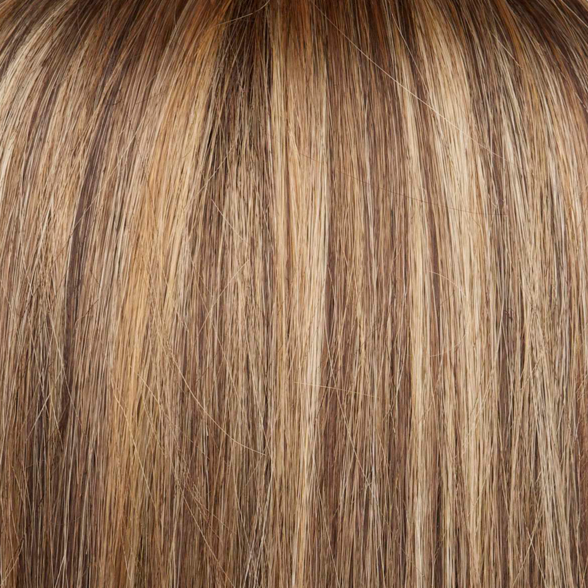 Bronze Hazelnut-R  -  A dark brown root and a blend of warm blonde, cool light blonde and dark brown tones.
