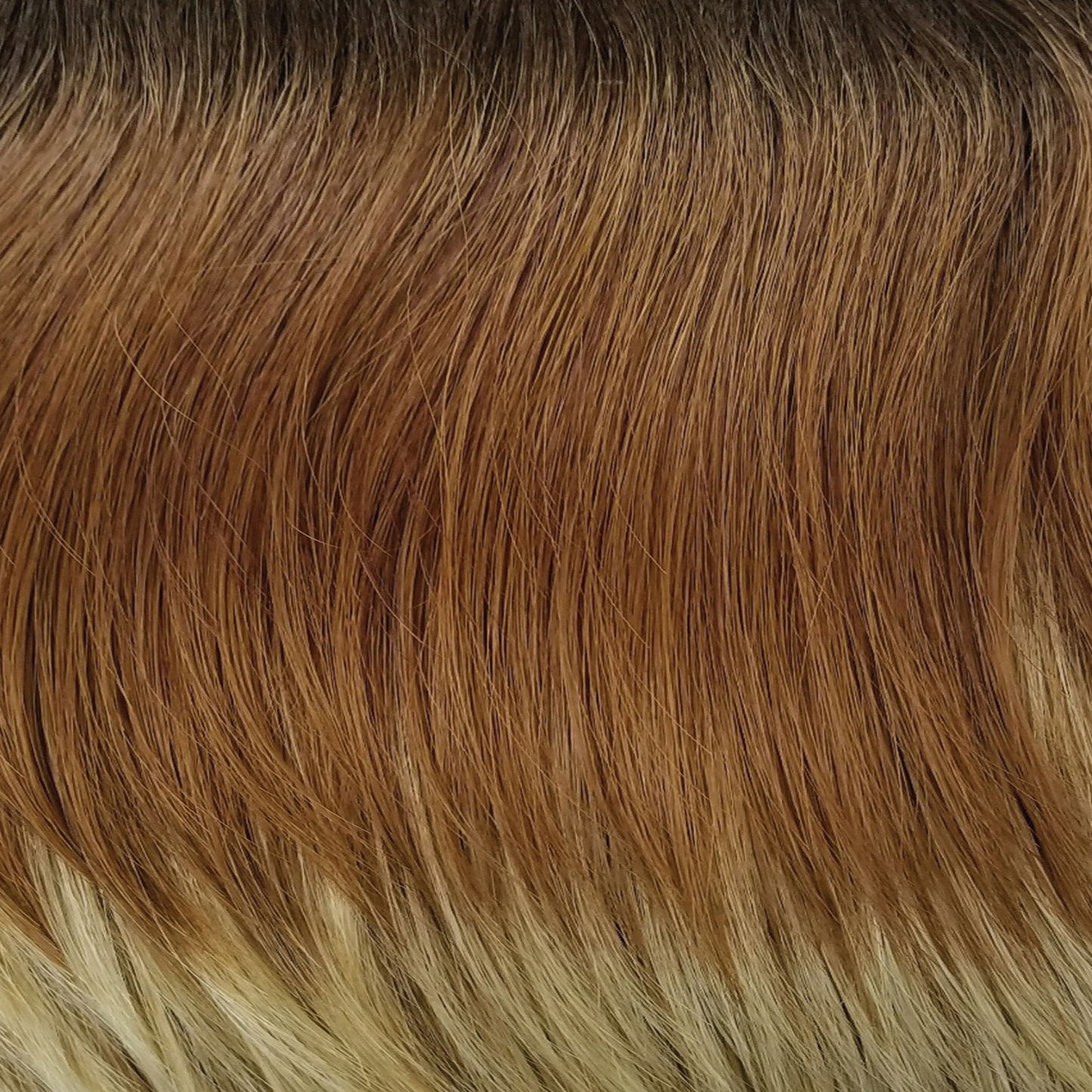 Melted Coconut - A dark rich brown root with soft golden medium brown at middle and warm white ends. A beautiful, but natural looking blend!