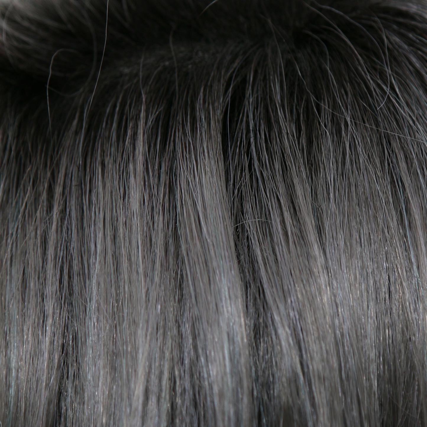 Smoky Gray-R - A cool silver gray base with a fusion of lavender and clear blue streaks. This stunning color palette is infused with a mixture of blue-black roots.