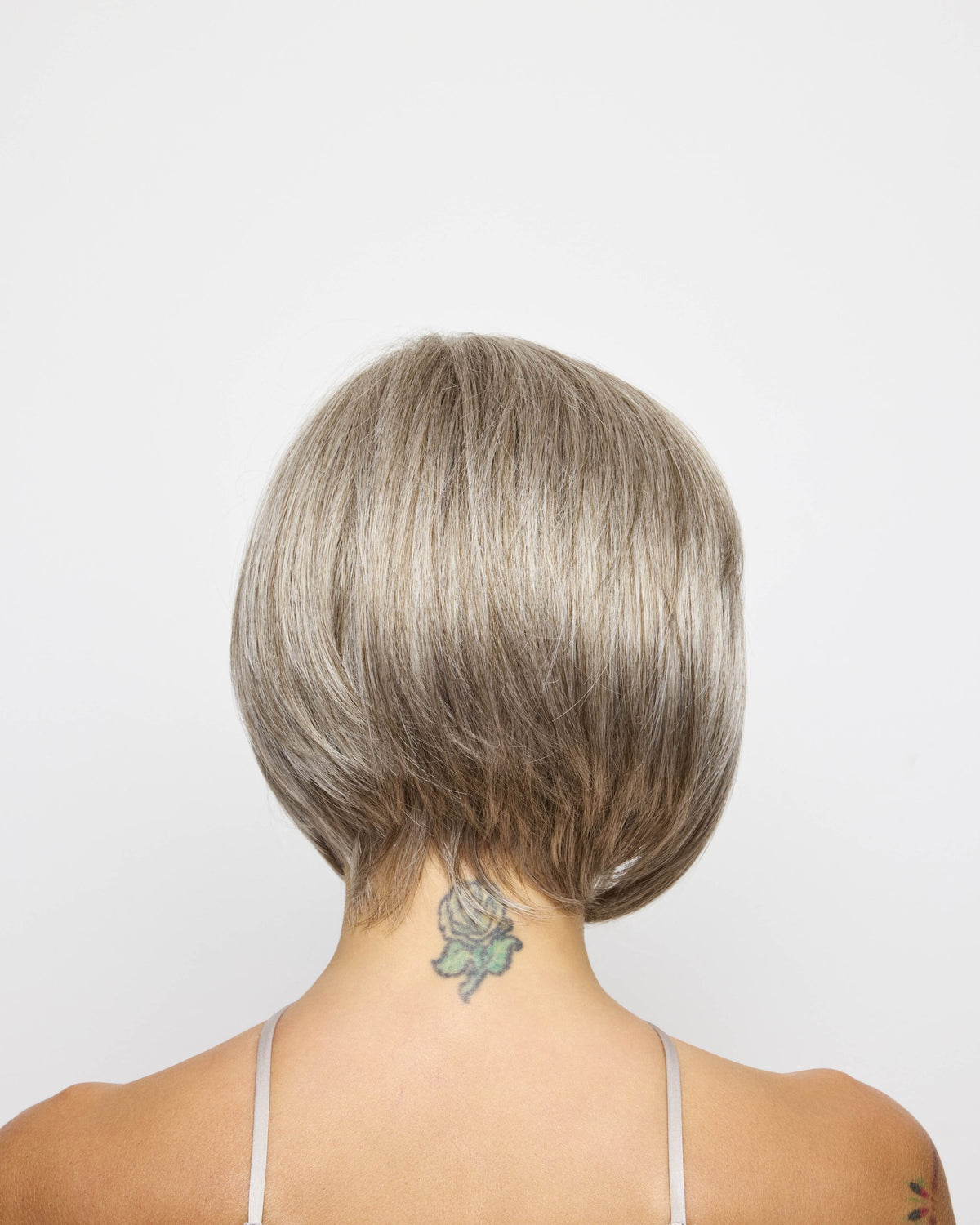 Beau Wig by Noriko, short stacked pixie bob, in Sandy Salt