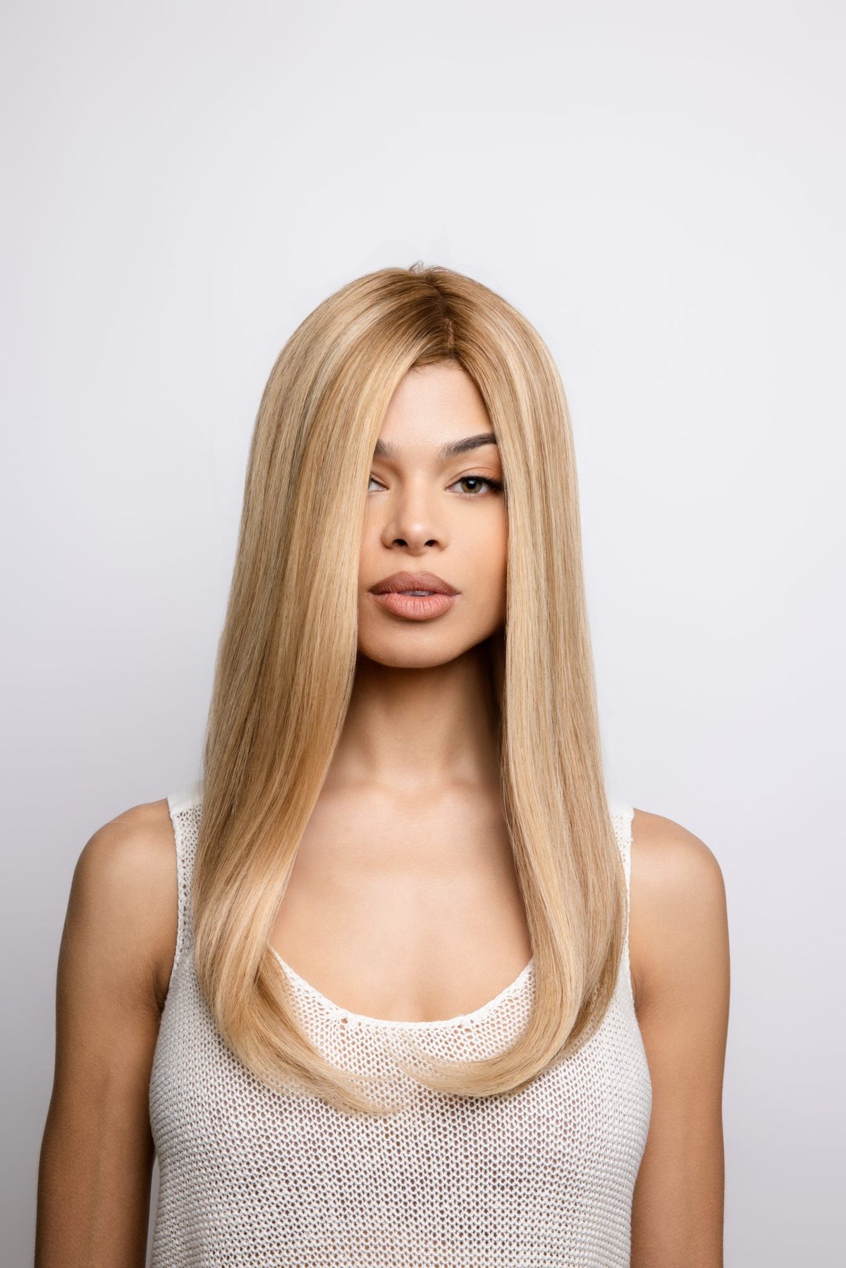 Darra Human Hair Wig by Amoré in Highlighted Blond Root