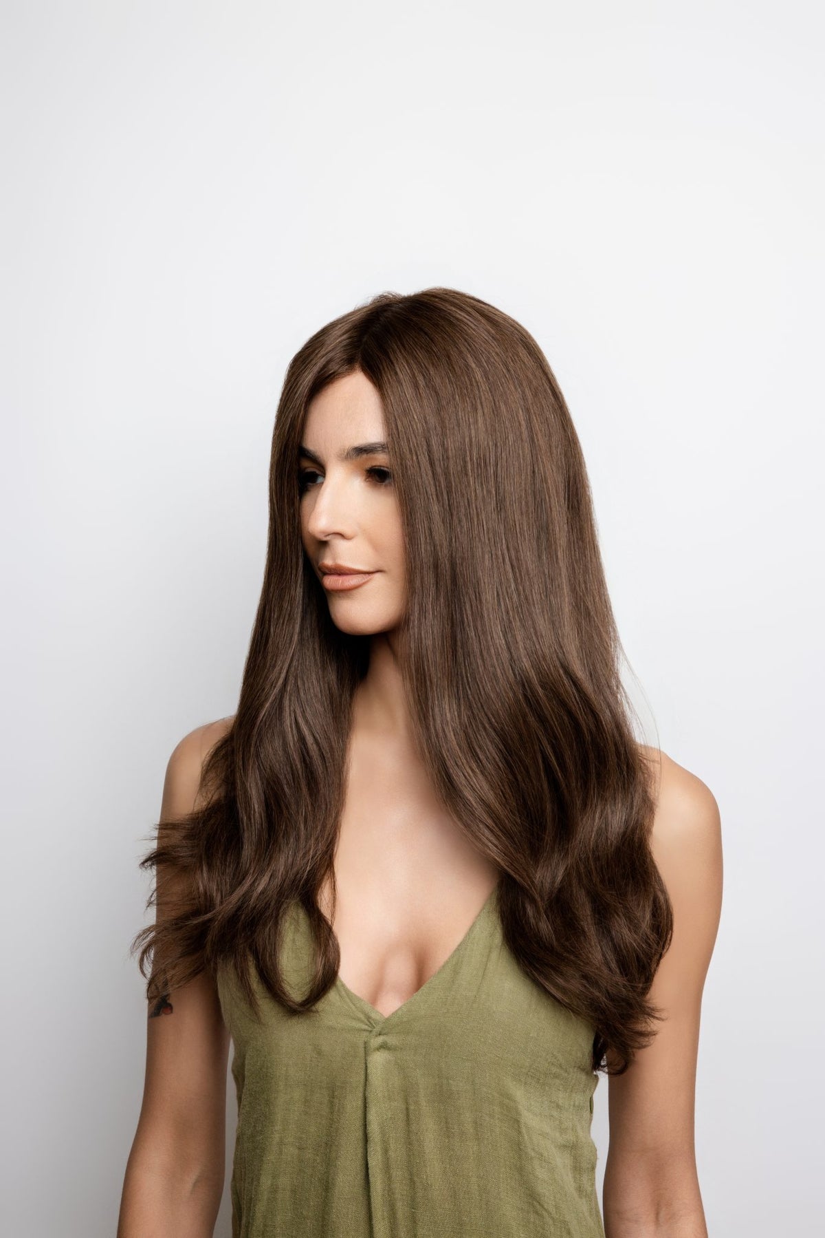 Darra Human Hair Wig by Amoré in Medium Natural Brown