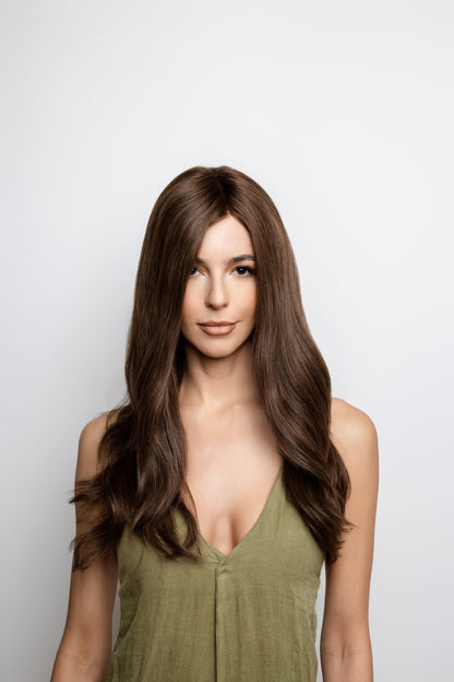 Darra Human Hair Wig by Amoré in Medium Natural Brown