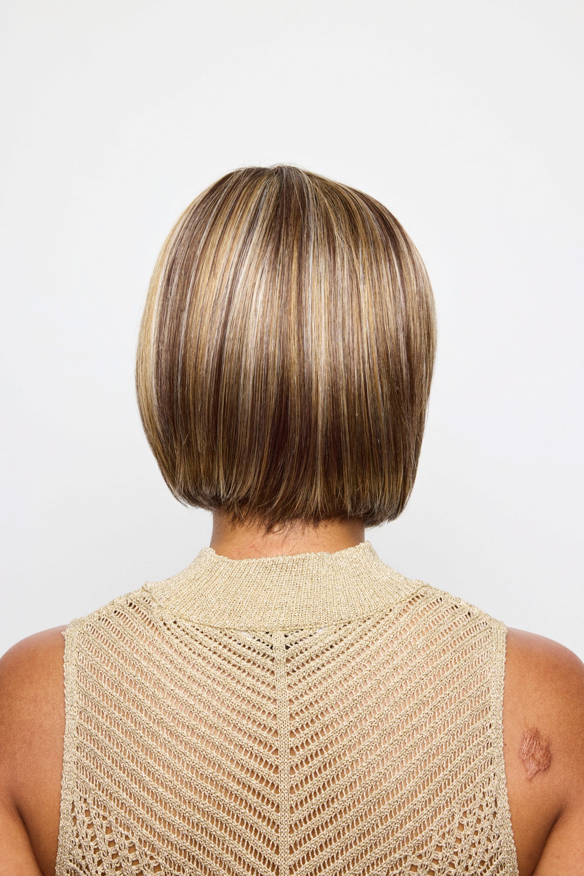 Wynn Wig by Noriko, chin length bob with bangs, in Sparkling Mocha-R