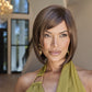 Wynn Wig by Noriko, chin length bob with bangs, in Spiced Brown